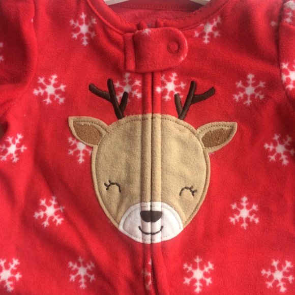 New Christmas Outfit Sleeper Lot 0-3 Reindeer Fleece Pajamas Shirt Pants Tutu - Picture 10 of 11
